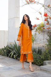 DA-2304 MUSTARD EMBROIDERED KURTA WITH TROUSER